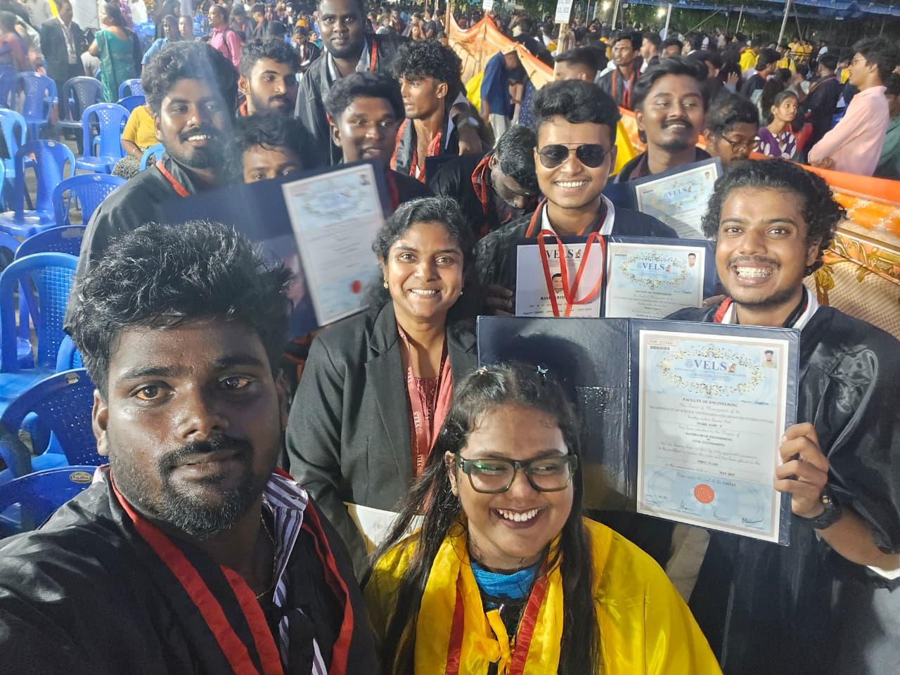 Premkumar Manivel with classmates and faculty at the VISTAS convocation